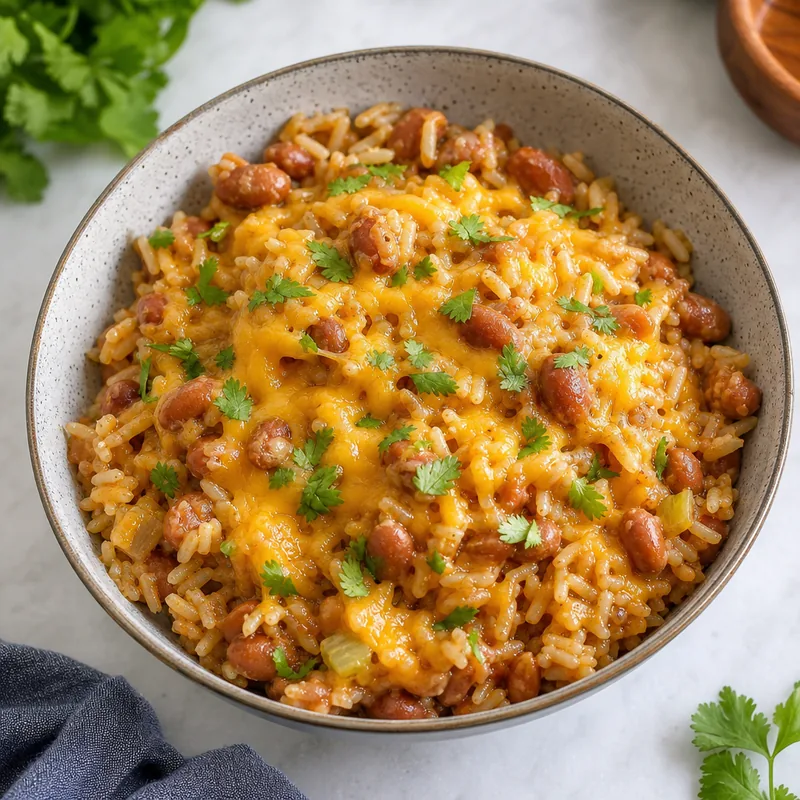 Cheesy Bean and Rice Bowl