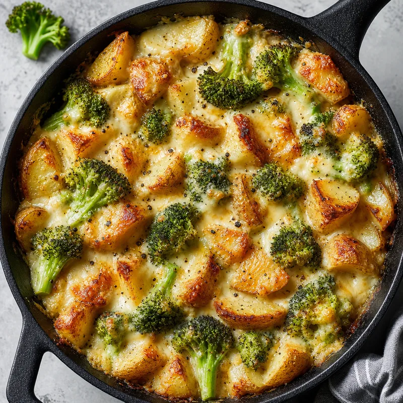 Cheesy Potato and Broccoli Skillet