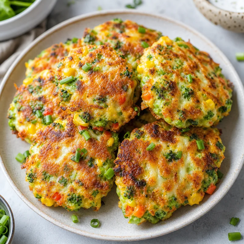 Cheesy Vegetable Fritter Stack
