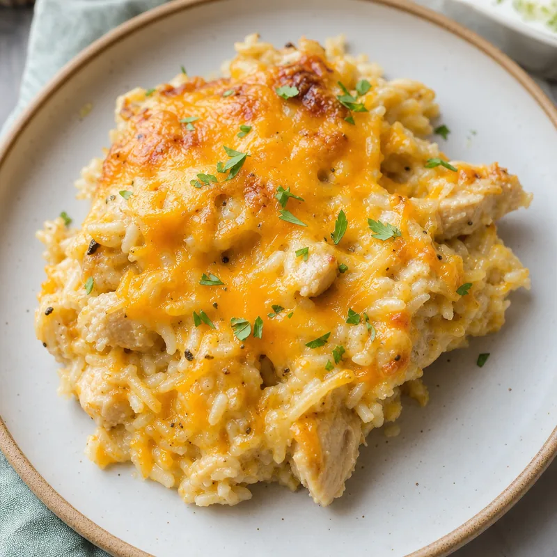 Chicken and Rice Casserole with Cheddar