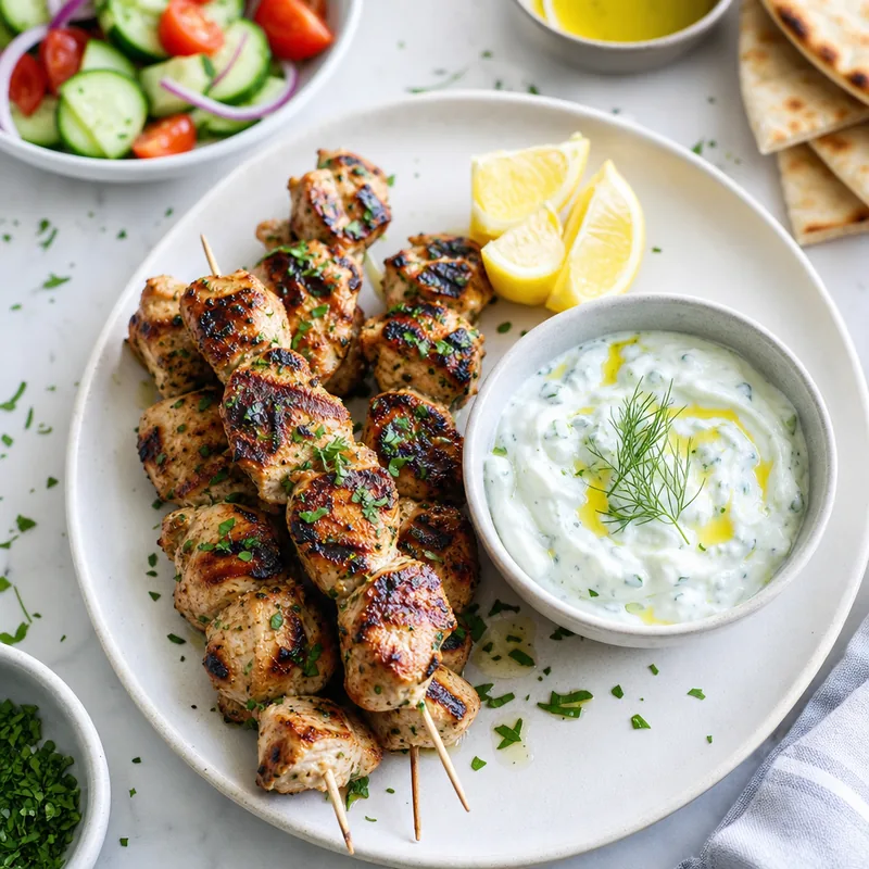 Chicken Souvlaki with Tzatziki