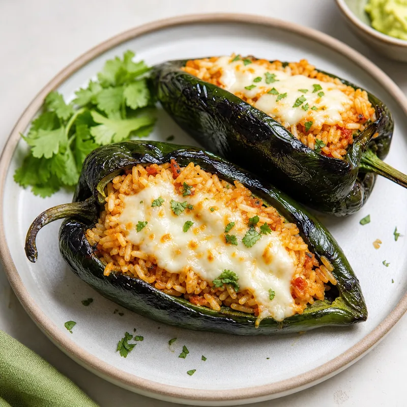 Chiles Poblanos Stuffed Rice