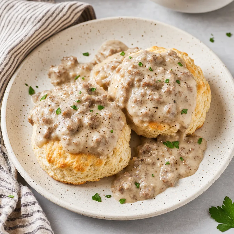 Country Breakfast Gravy and Biscuits