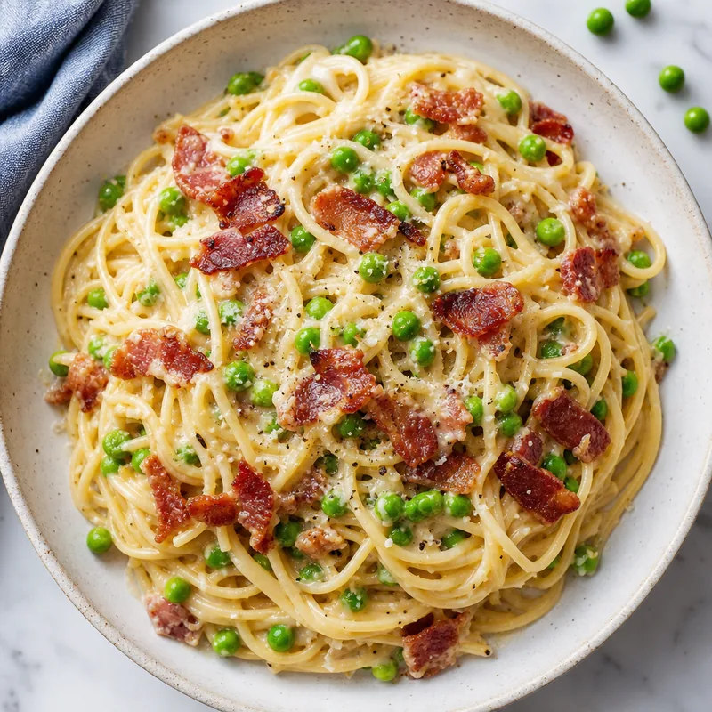 Creamy Bacon Pea Pasta