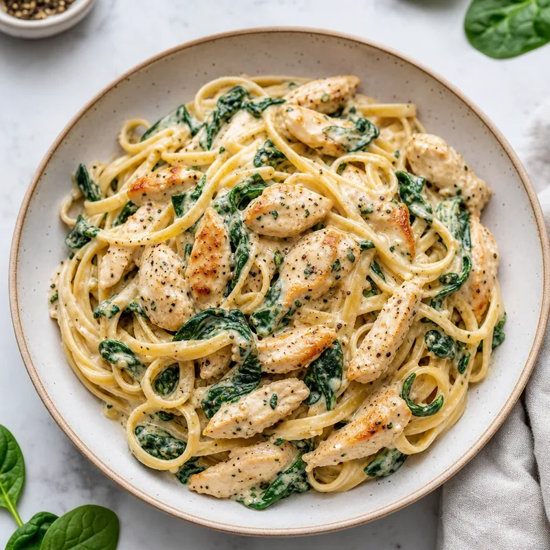 Creamy Chicken & Spinach Pasta