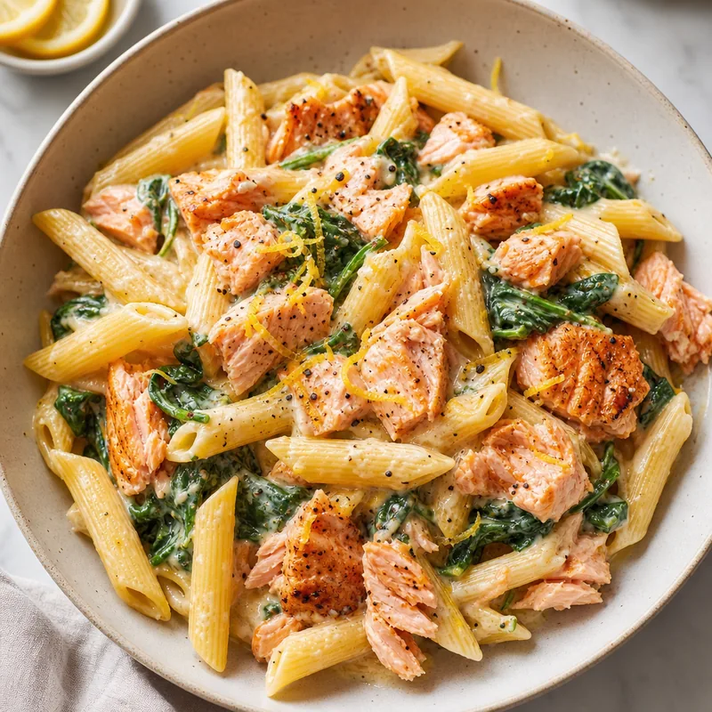 Creamy Lemon Salmon Pasta