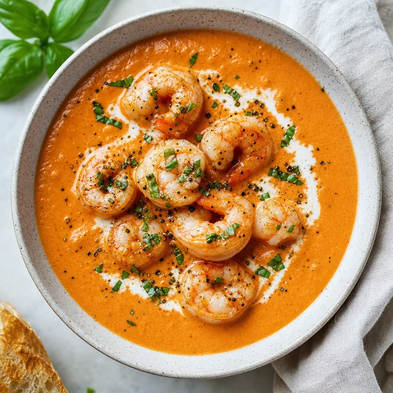Creamy Tomato Soup with Shrimp