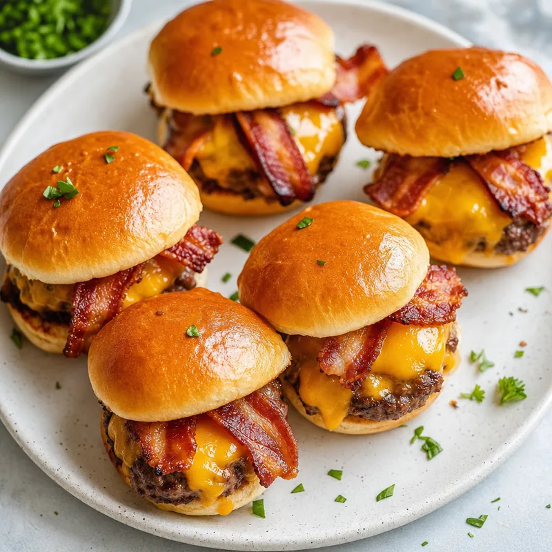 Crispy Bacon and Cheese Burger Sliders