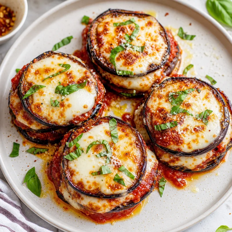 Crispy Eggplant Parmesan Stacks