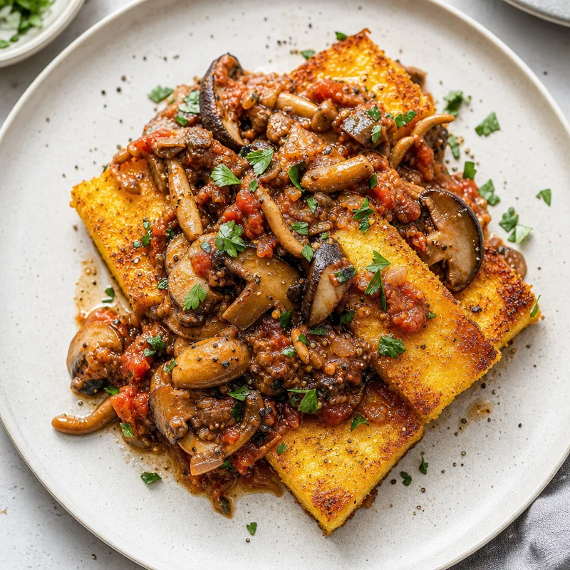 Crispy Polenta with Mushroom Ragout