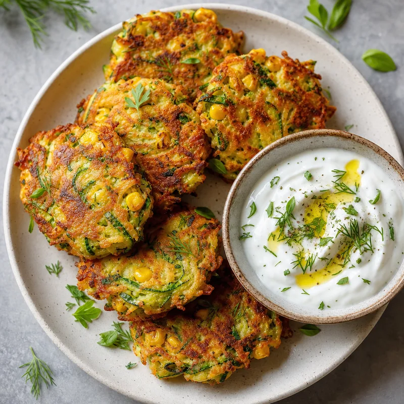 Crispy Vegetable Fritters with Yogurt