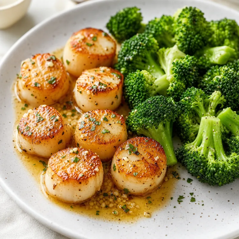 Garlic Butter Scallops and Broccoli