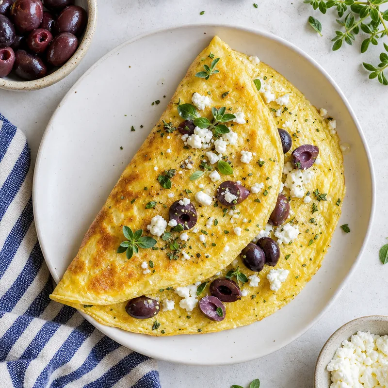 Greek Omelet with Feta and Olives