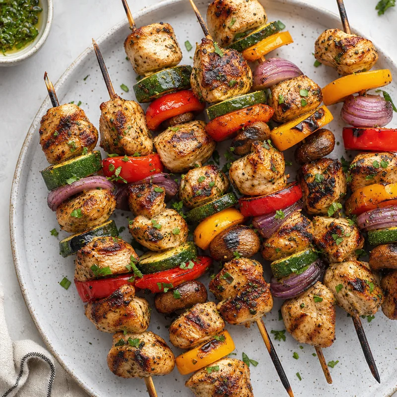 Grilled Chicken Vegetable Skewers