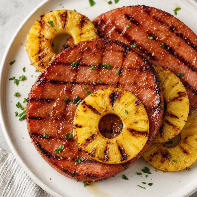Grilled Ham Steak with Pineapple