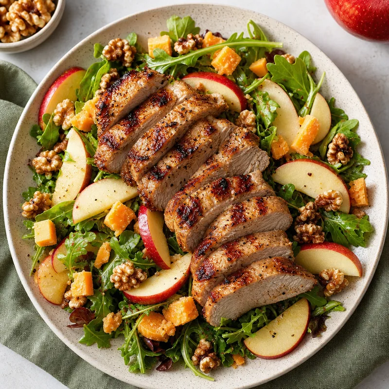 Grilled Pork Chop and Apple Salad