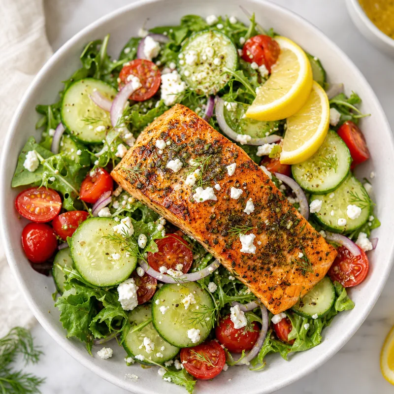 Grilled Salmon Salad with Lemon