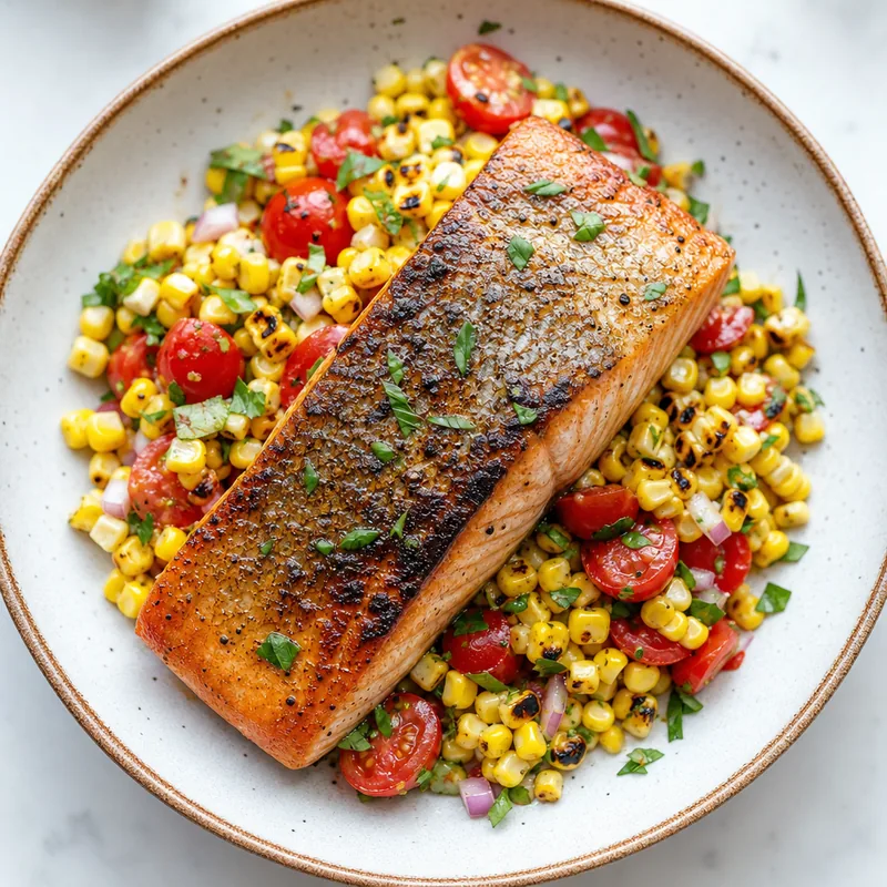 Grilled Salmon with Corn Salad
