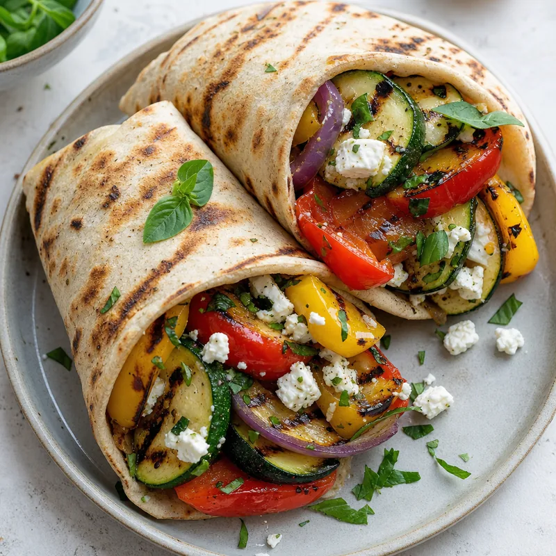 Grilled Veggie and Feta Wrap