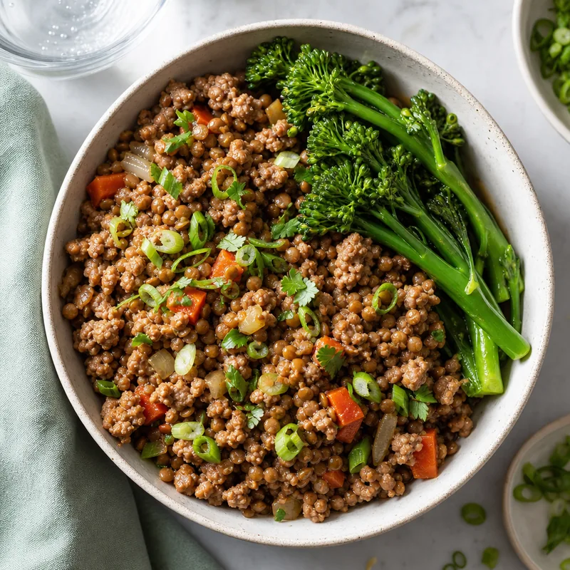 Ground Pork and Lentil Bowls
