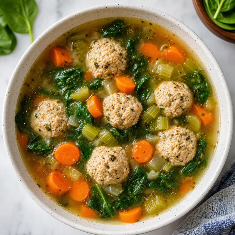 Ground Turkey Meatball Soup with Vegetables