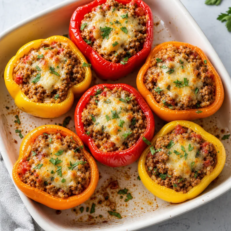 Ground Turkey Stuffed Bell Peppers