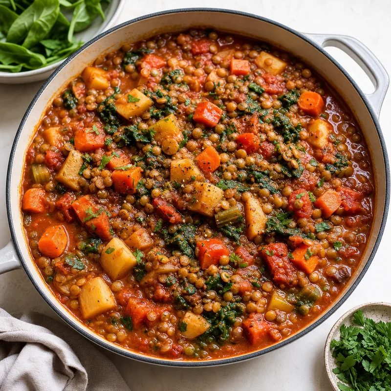 Hearty Vegetable and Lentil Skillet