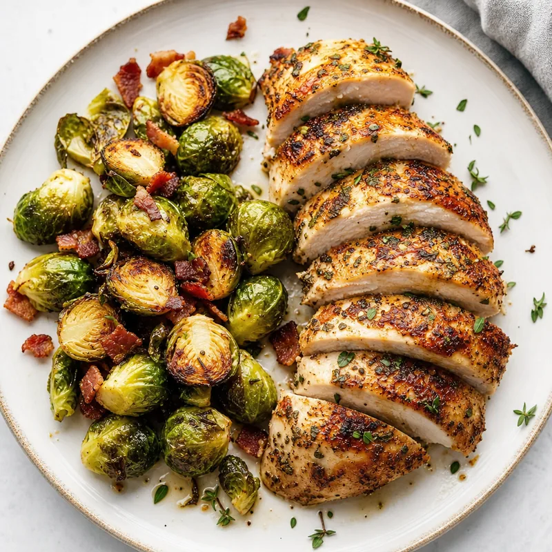 Herb Roasted Chicken Breast with Brussels Sprouts