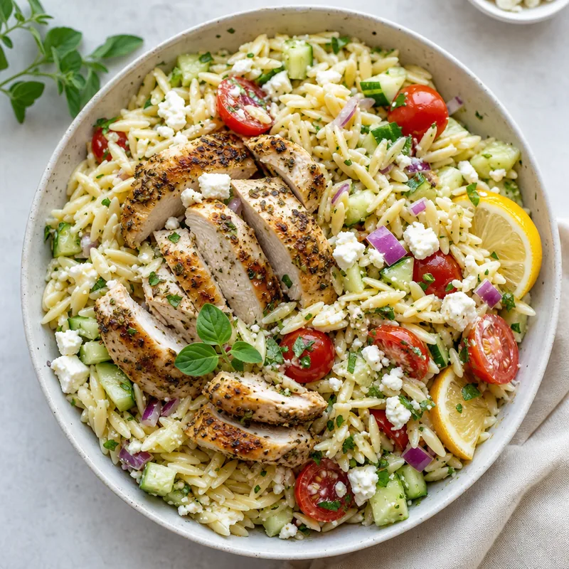 Herb Roasted Chicken Orzo Salad