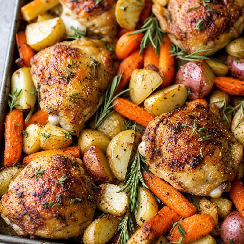 Herb Roasted Chicken Thighs and Root Vegetables