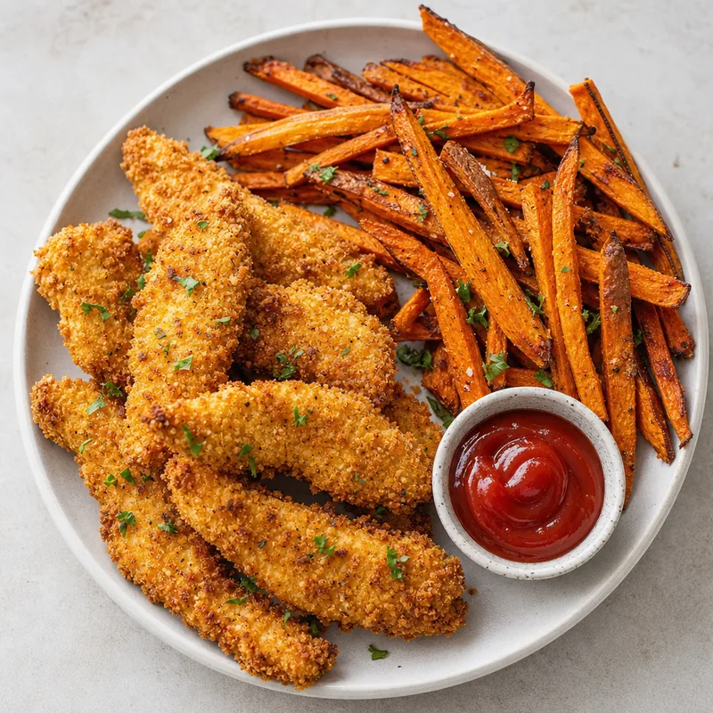 Homemade Chicken Tenders with Sweet Potato Fries