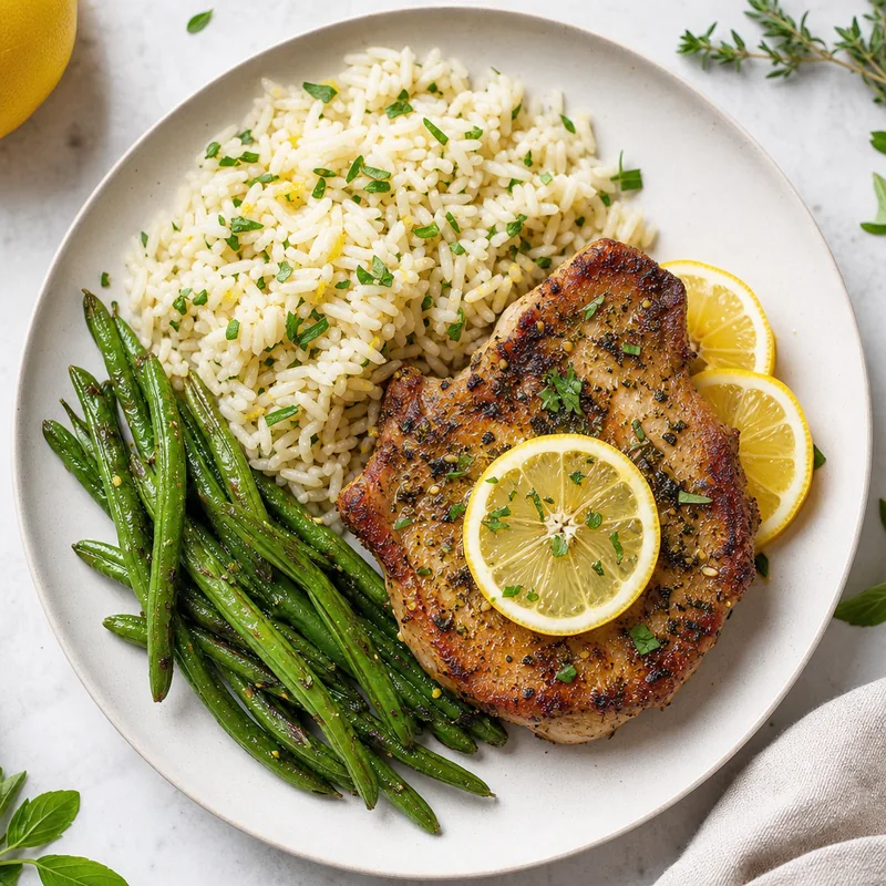 Lemon Herb Pork Chop Rice