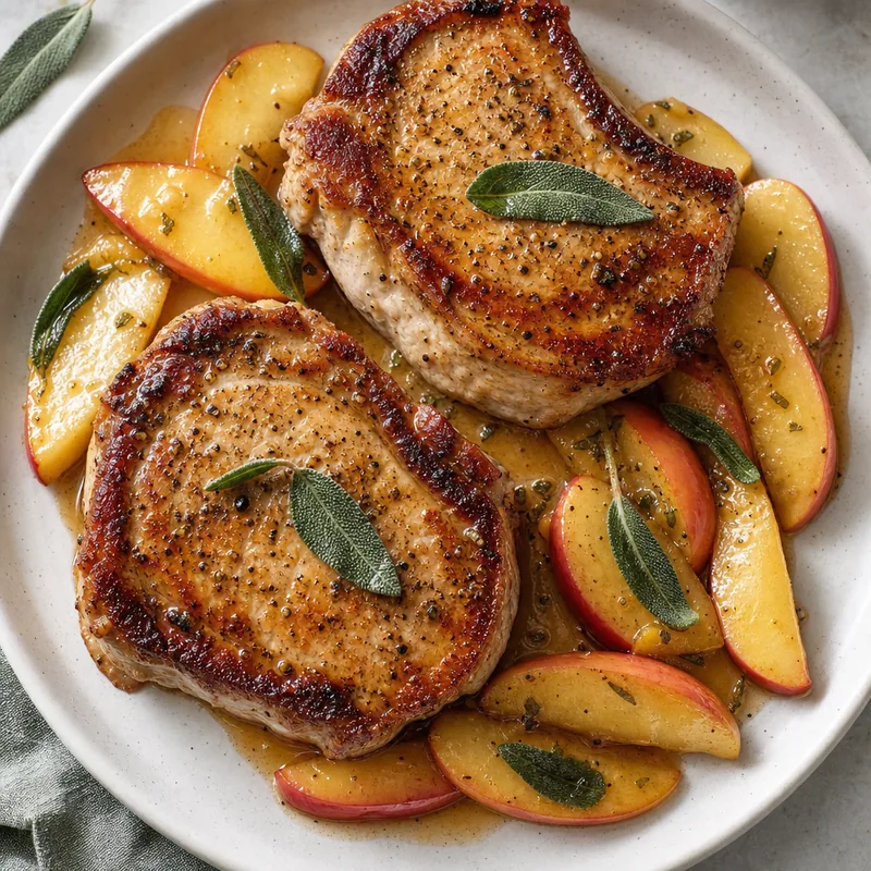 Pan-Seared Pork Chops with Apples