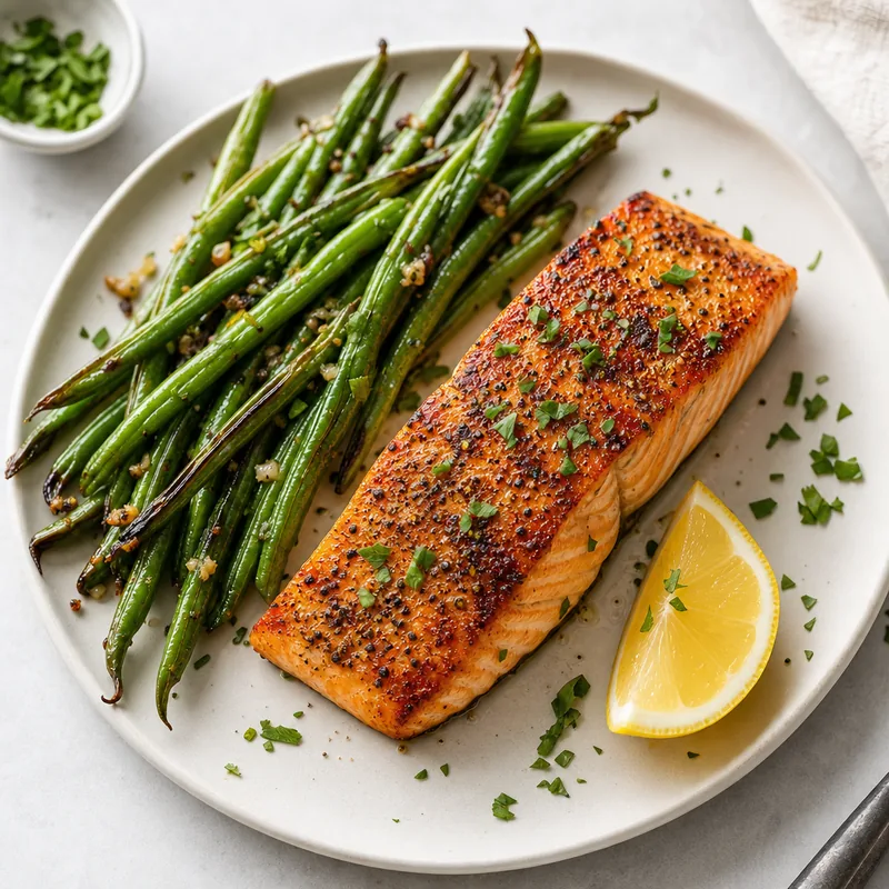 Pan Seared Salmon with Green Beans