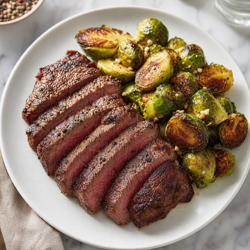 Pan-Seared Steak with Roasted Brussels Sprouts