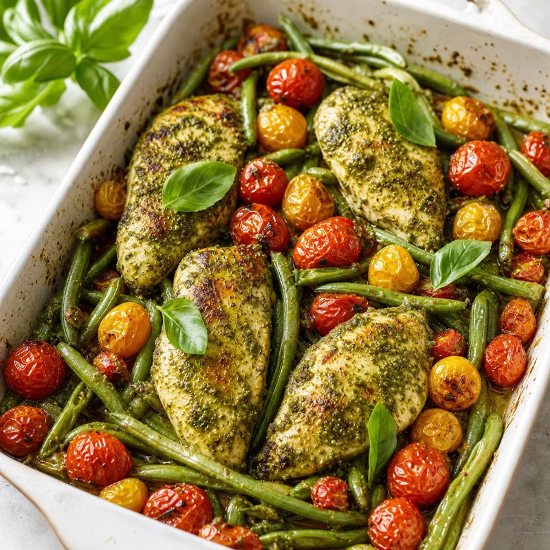 Pesto Chicken and Tomato Bake