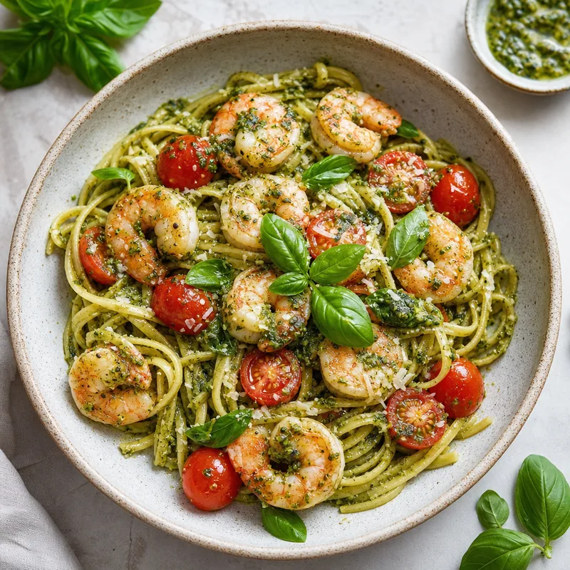 Pesto Shrimp Linguine