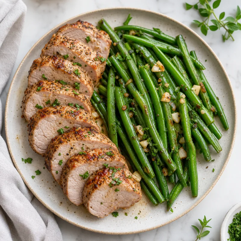 Pork Tenderloin with Green Beans