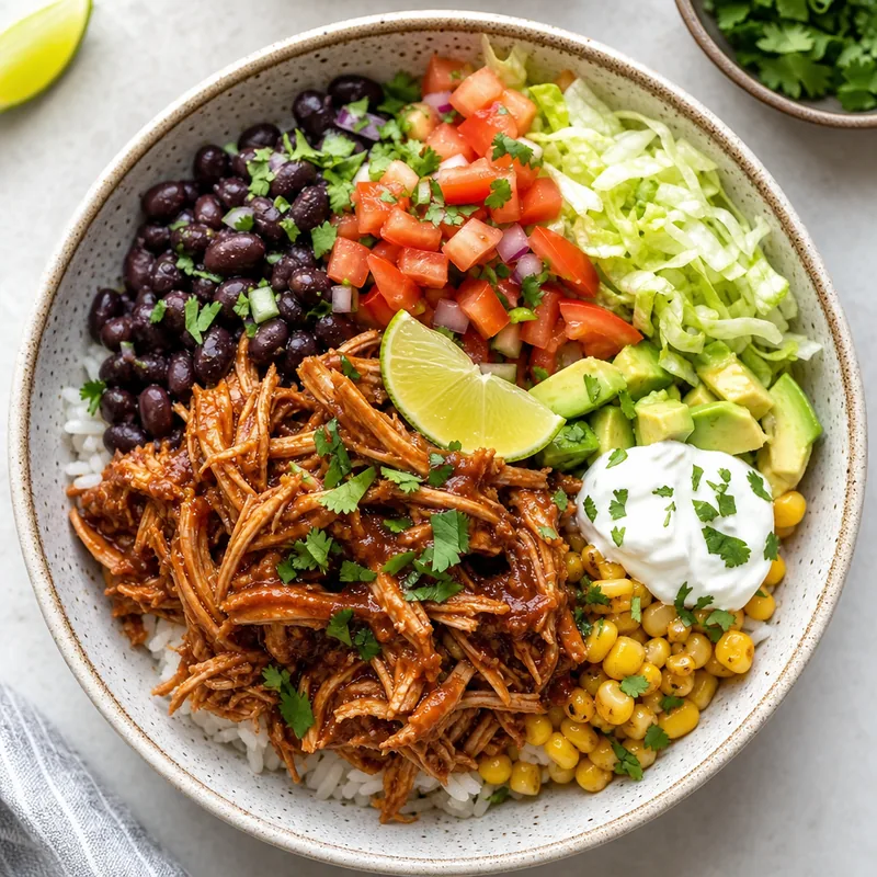 Pulled Pork Burrito Bowl with Beans