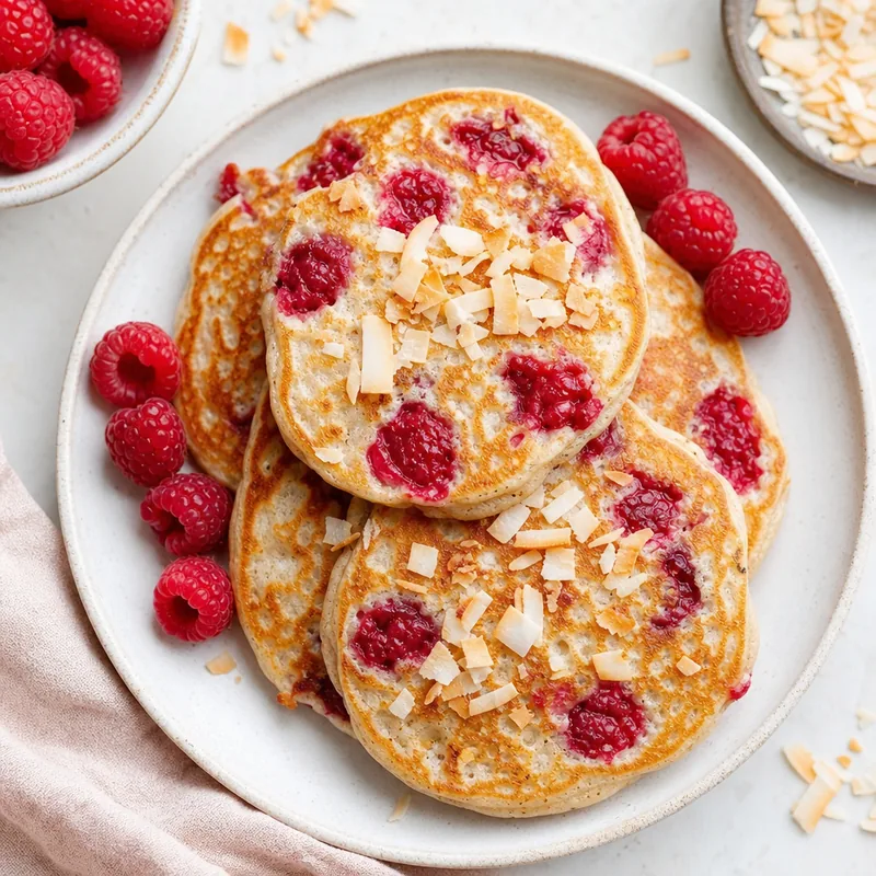 Raspberry Coconut Pancakes