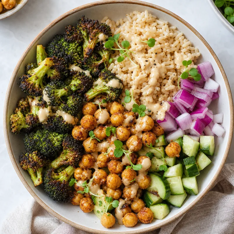 Roasted Broccoli and Chickpea Buddha Bowl