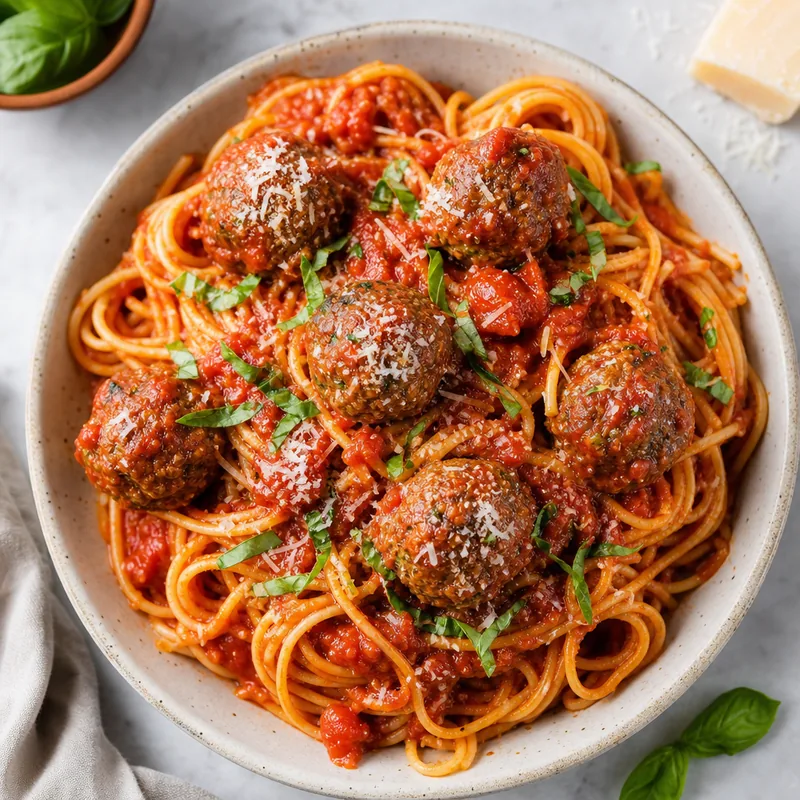 Saucy Meatball Marinara Spaghetti