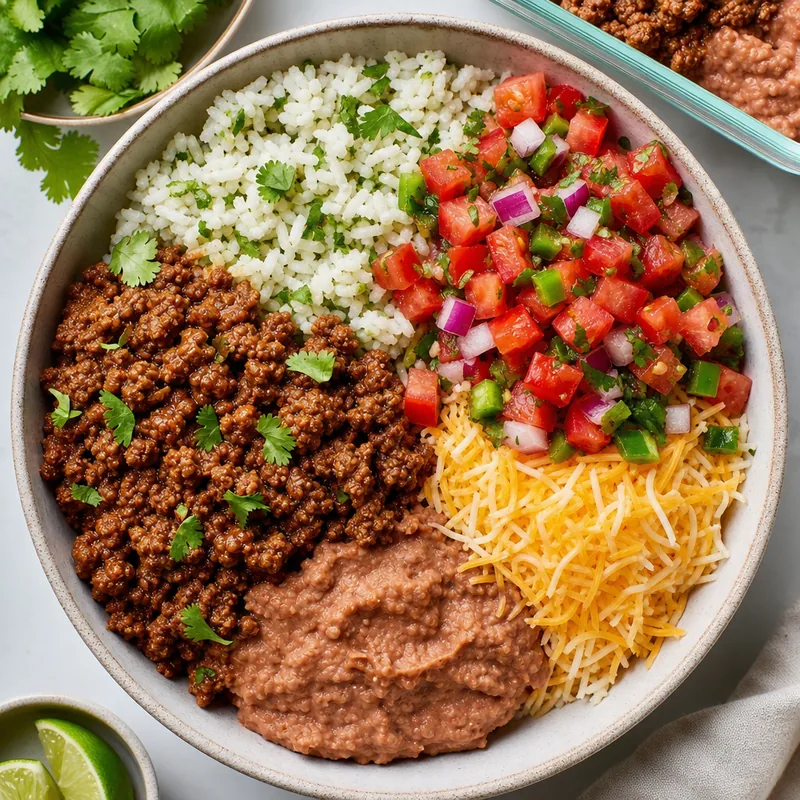 Seasoned Ground Beef Burrito Bowl