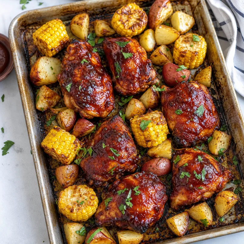 Sheet Pan BBQ Chicken and Corn