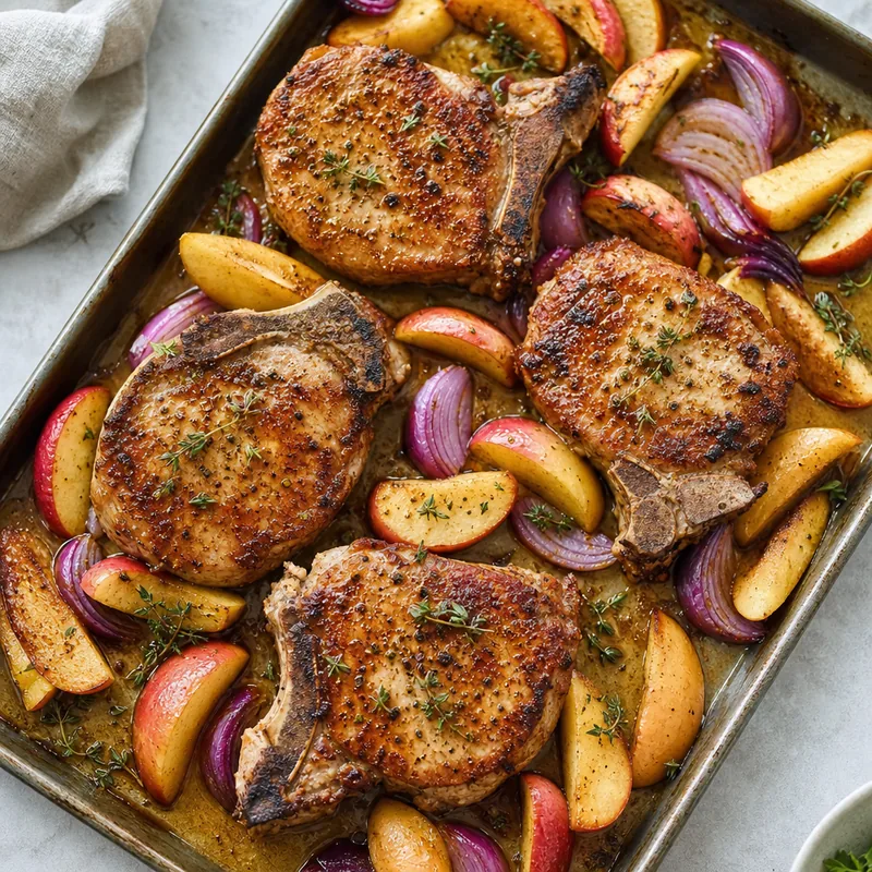 Sheet Pan Pork Chops and Apples