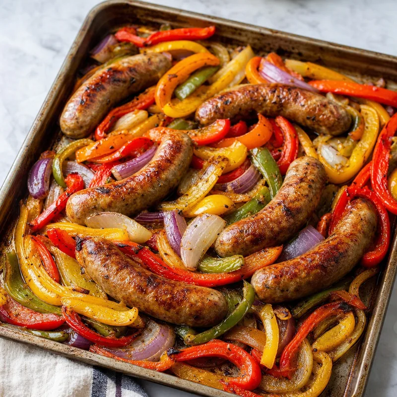 Sheet Pan Sausage and Peppers