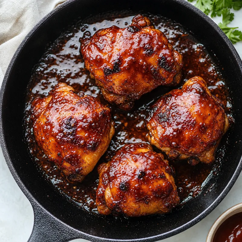 Skillet BBQ Chicken Thighs