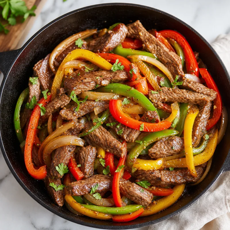 Skillet Beef Sirloin with Bell Peppers