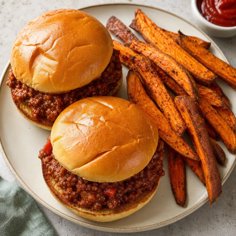 Sloppy Joes with Sweet Potato Fries
