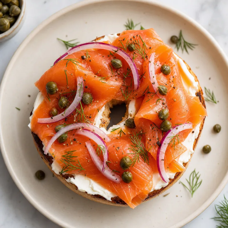 Smoked Salmon and Cream Cheese Bagel